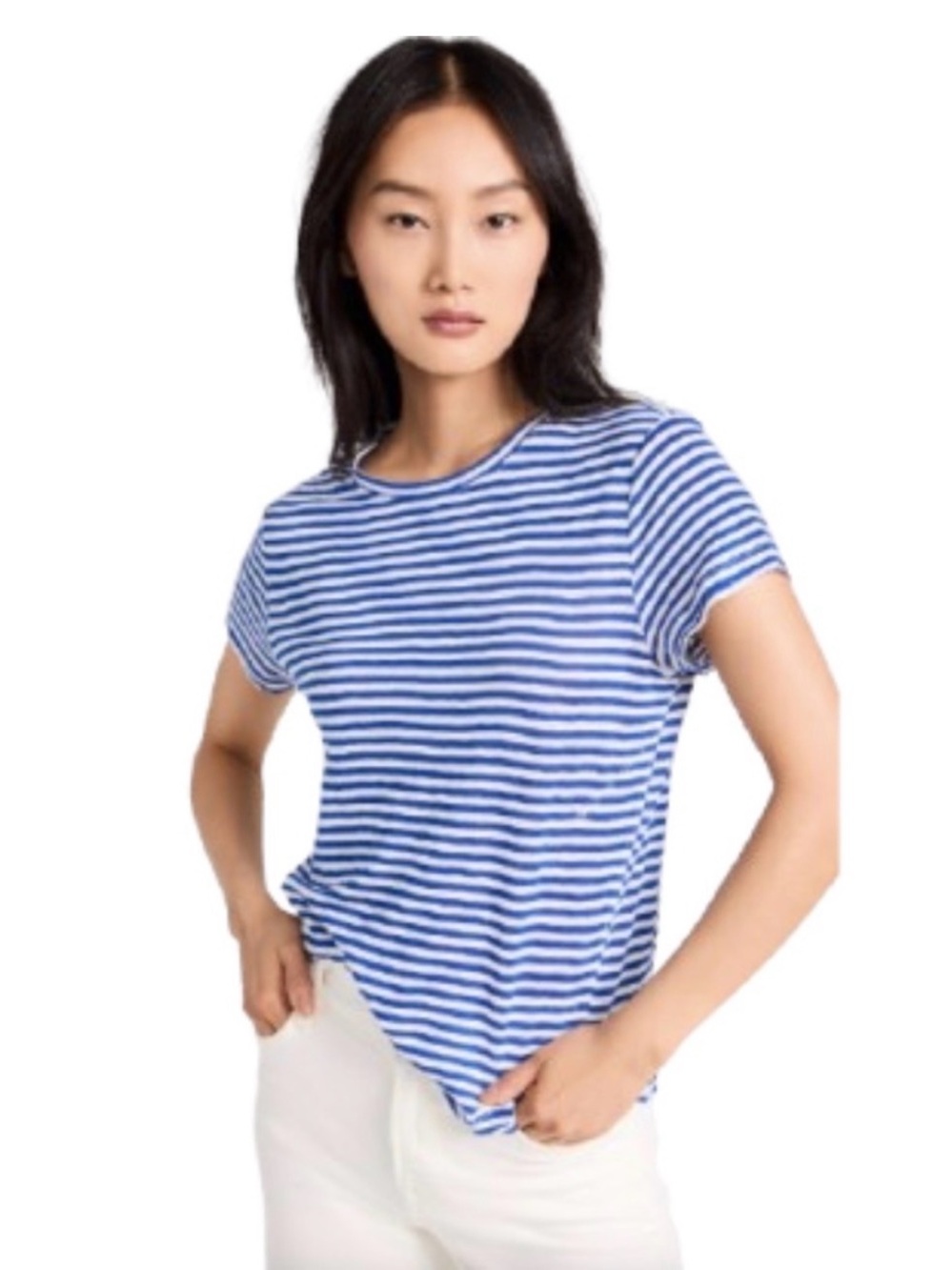 Frame Easy True Blue Striped Top